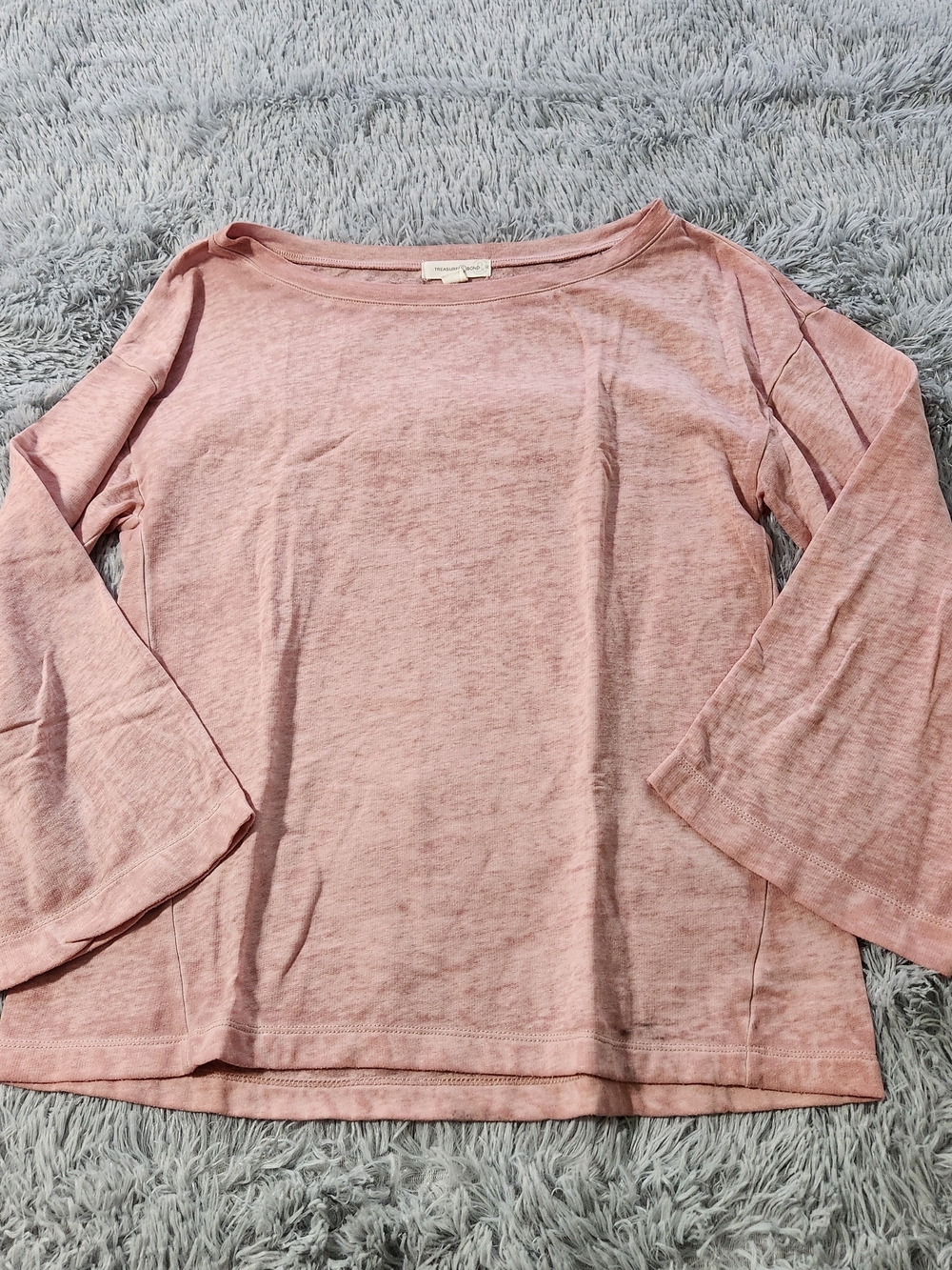 Treasure & Bond Pink Oversized Wide Sleeve Boatneck Shirt